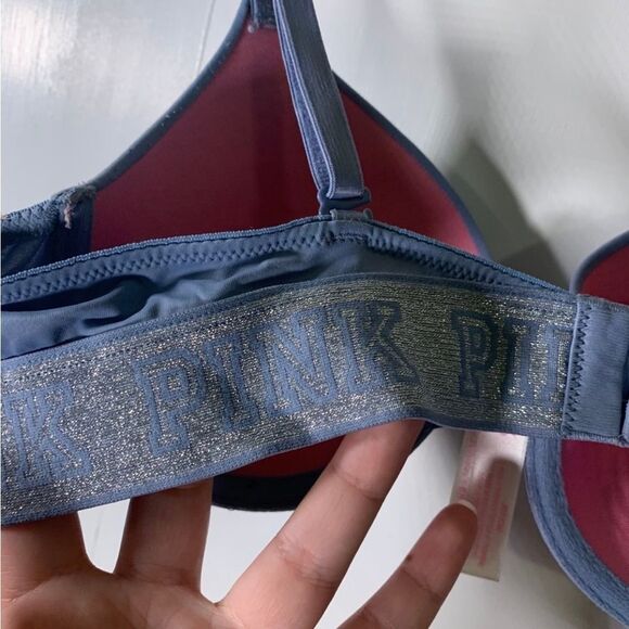 PINK Victoria’s Secret 36B Blue Logo Band T Shirt Bra - Picture 5 of 5